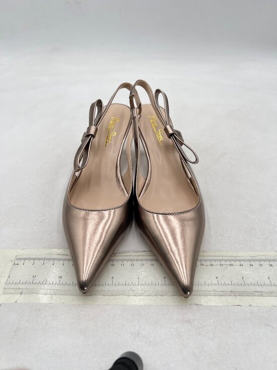 gold dress sandals low heel Allegra K PU Open Toe Block Ankle Strap Sandals, / 8.5 buckle fastening and a chic bow detail Light Gold Low Heel Pumps